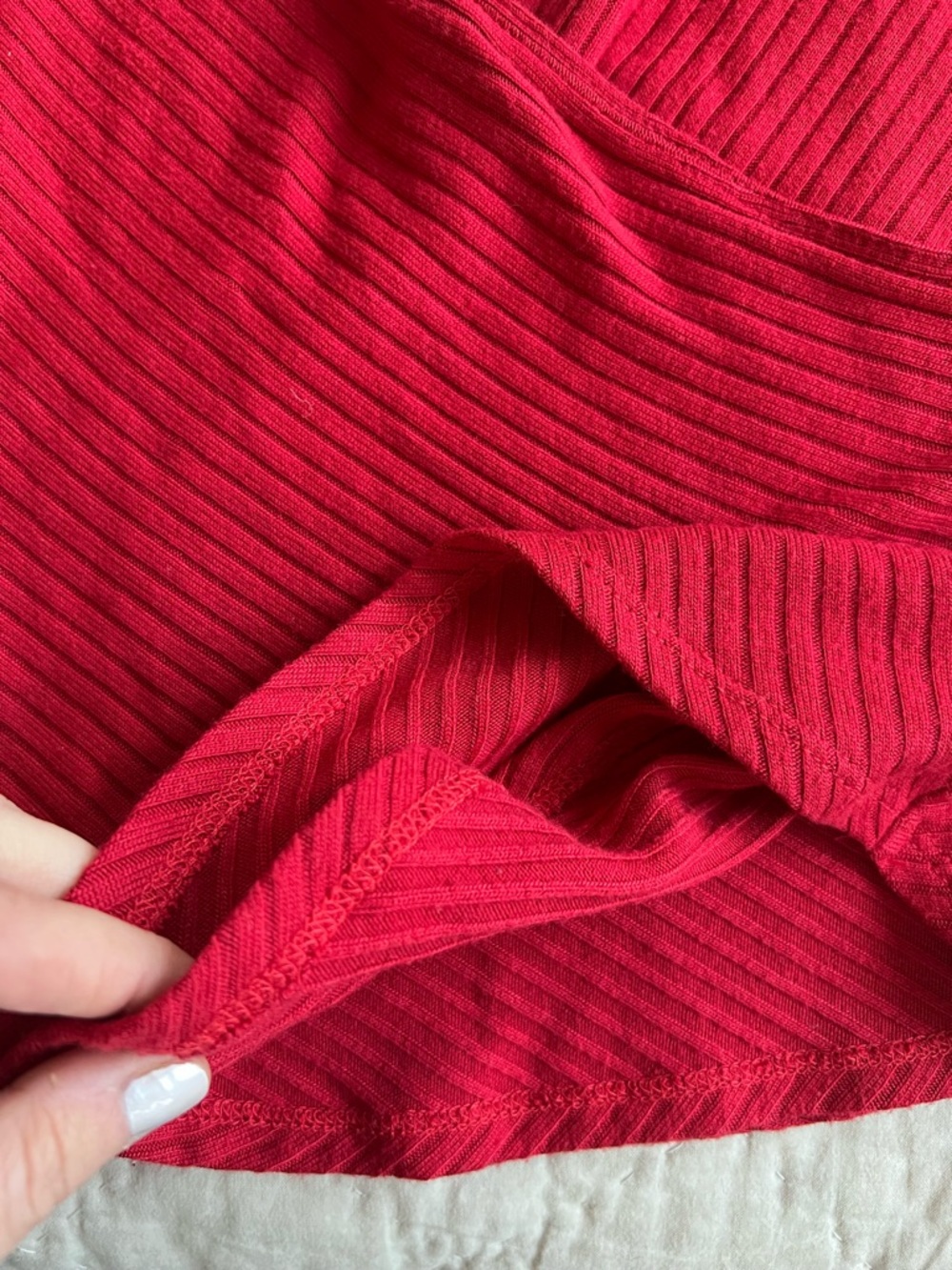 Reformation Bright Red Ribbed V-Neck Top - Picture 5 of 5